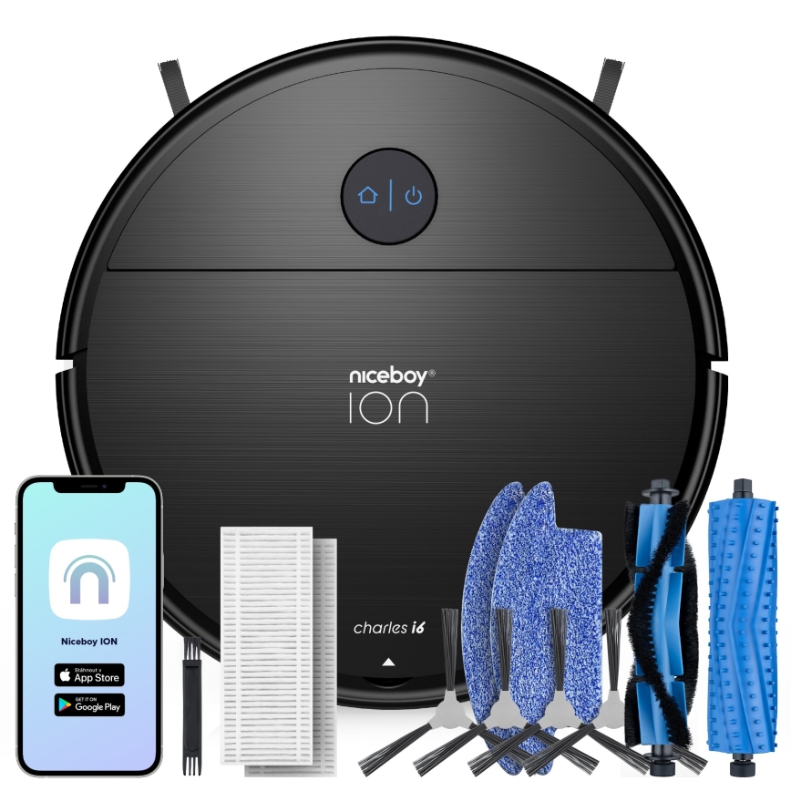 Niceboy ION Charles i6 - Smart robotdammsugare 2i1 2600 mAh Wi-Fi svart
