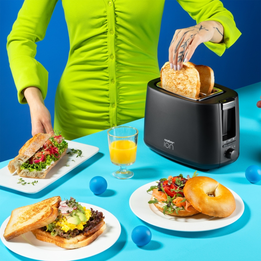 Niceboy ION Cruncher C1 - Brödrost för två skivor och grill 750W/230V svart