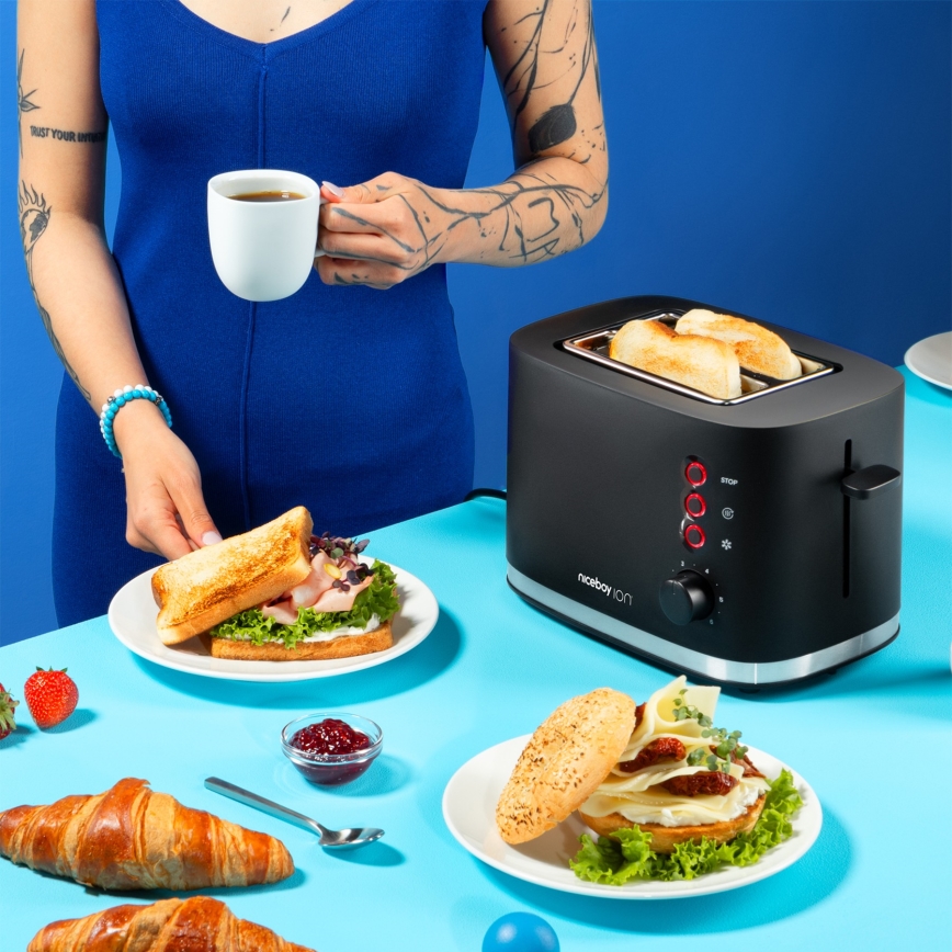 Niceboy ION Cruncher C3 - Brödrost för två skivor och grill 870W/230V svart