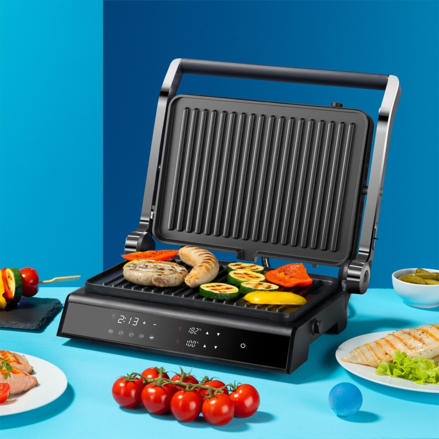 Niceboy ION Grillmaster - Kontaktgrill 2000W/230V svart/matt krom
