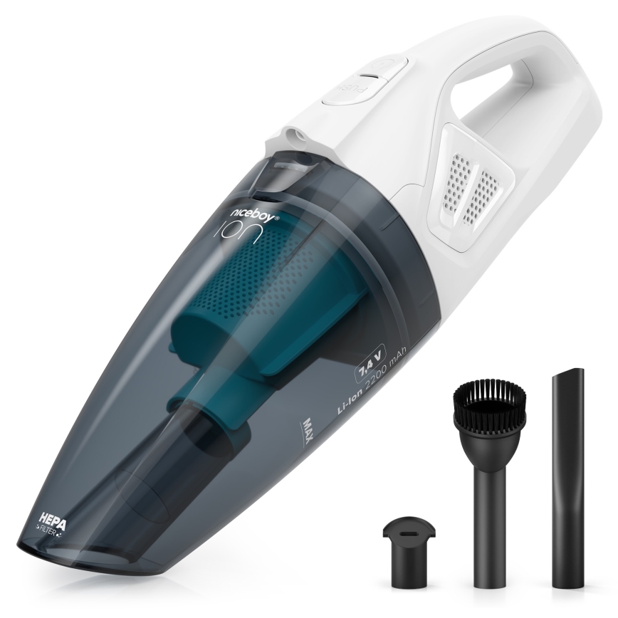 Niceboy ION Hurricane R1 - Uppladdningsbar handdammsugare 50W/2200 mAh vit/blå