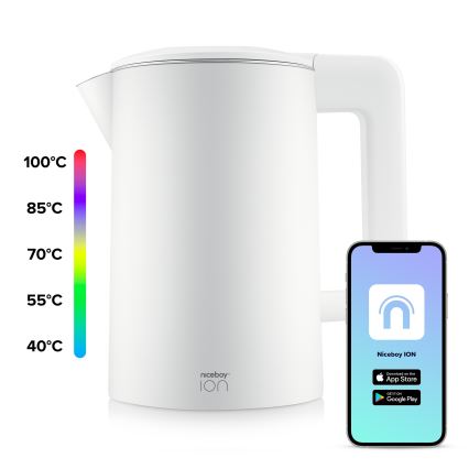 Niceboy ION SmartKettle - Smart vattenkokare med termoreglering 1,7 l 2200W/230V Wi-Fi vit