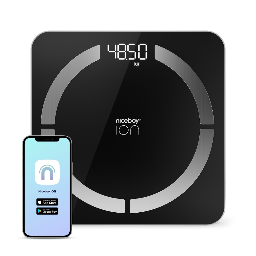 Niceboy ION SmartScale - Smarta digitala personliga vågar 3xAAA svart