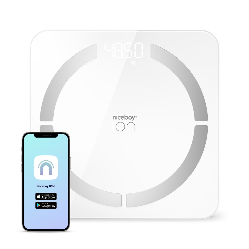 Niceboy ION SmartScale - Smarta digitala personliga vågar 3xAAA vit