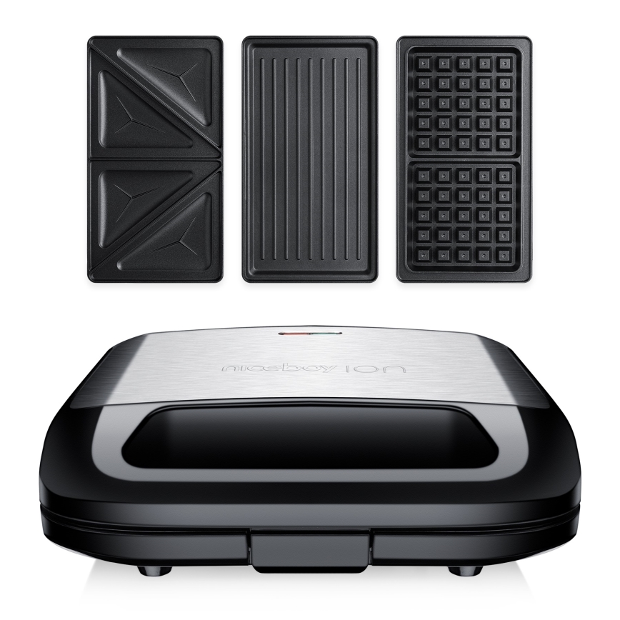 Niceboy ION Snacker S3 - Sandwich järn 3i1 750W/230V rostfri/svart