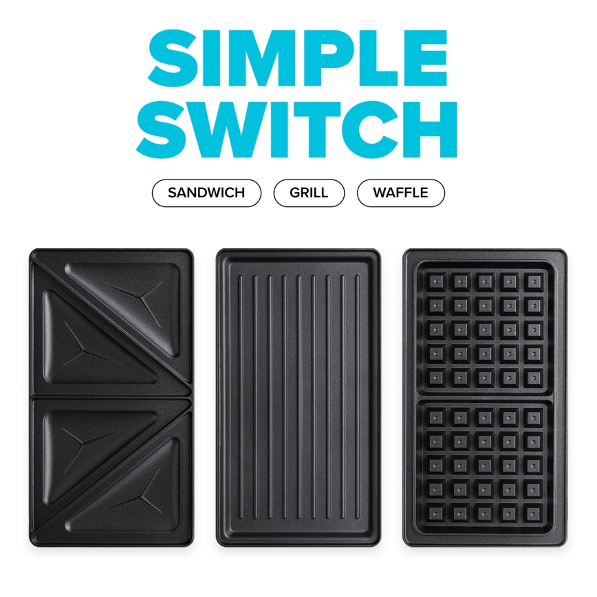 Niceboy ION Snacker S3 - Sandwich järn 3i1 750W/230V rostfri/svart