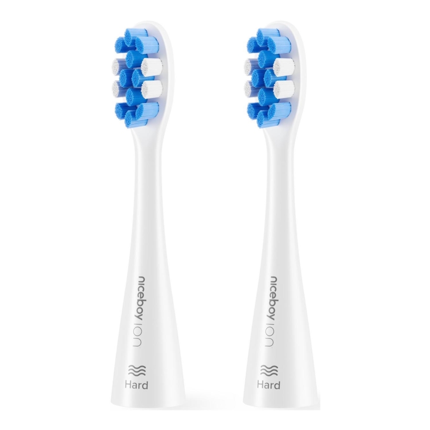 Niceboy - KIT 2x Ersättningshuvud Hard för tandborste ION Sonic och SmartSonic vit