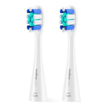 Niceboy - KIT 2x Ersättningshuvud Lite Soft för tandborste ION Sonic vit