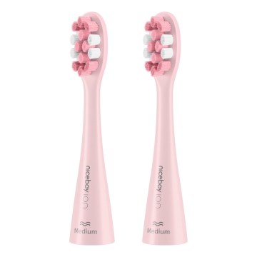 Niceboy - KIT 2x Ersättningshuvud Medium för tandborste ION Sonic och SmartSonic rosa