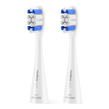Niceboy - KIT 2x Ersättningshuvud Ultrasoft för barntandborste ION Sonic vit