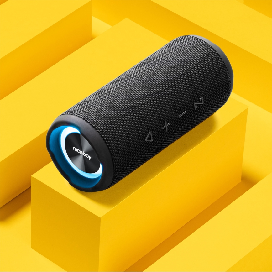 Niceboy Nexus - LED Trådlös högtalare Med en mikrofon 26W/4000 mAh IPX6 svart