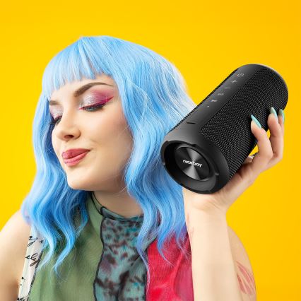 Niceboy Orion - LED Trådlös högtalare Med en mikrofon 24W/2200 mAh IPX7 svart