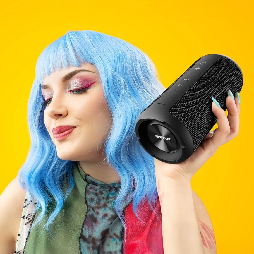 Niceboy Orion - LED Trådlös högtalare Med en mikrofon 24W/2200 mAh IPX7 svart