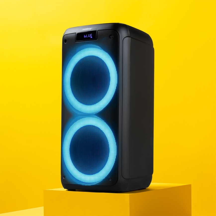 Niceboy PARTY Boss 2 - LED Trådlös högtalare Med en mikrofon och powerbank funktion 200W/4500 mAh + fjärrkontroll