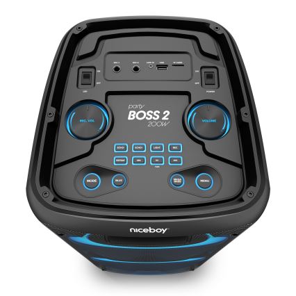 Niceboy PARTY Boss 2 - LED Trådlös högtalare Med en mikrofon och powerbank funktion 200W/4500 mAh + fjärrkontroll