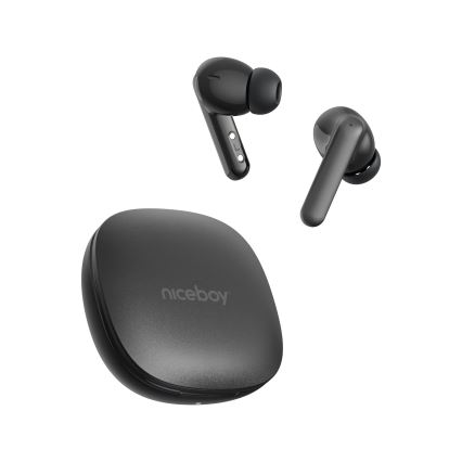 Niceboy Pins 4 PRO - Trådlös earphones med ANC 380 mAh + 2x 35 mAh IP54 svart