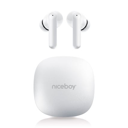 Niceboy Pins 4 PRO - Trådlös earphones med ANC 380 mAh + 2x 35 mAh IP54 vit