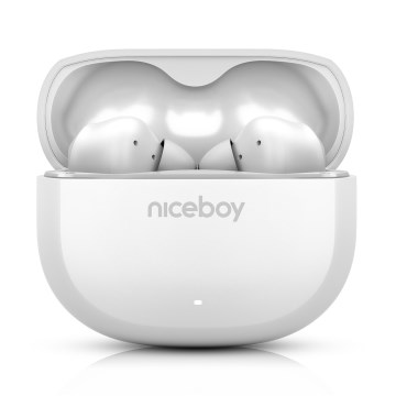 Niceboy Pins 4 - Trådlös earphones med ANC 400 mAh + 2x 50 mAh IPX4 vit