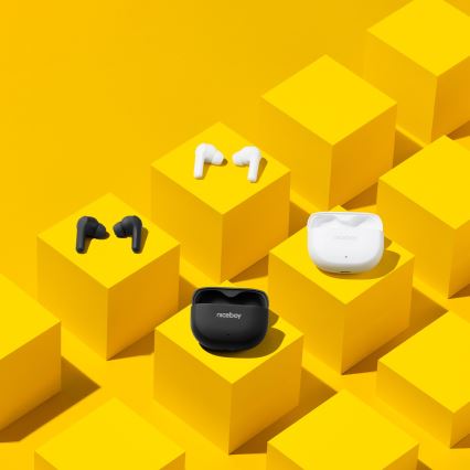 Niceboy Pins 4 - Trådlös earphones med ANC 400 mAh + 2x 50 mAh IPX4 vit