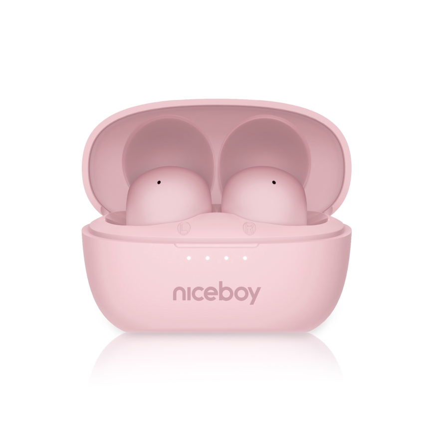 Niceboy Podsie 4 POP - Trådlösa hörlurar 400 mAh + 2x 40 mAh IPX4 rosa