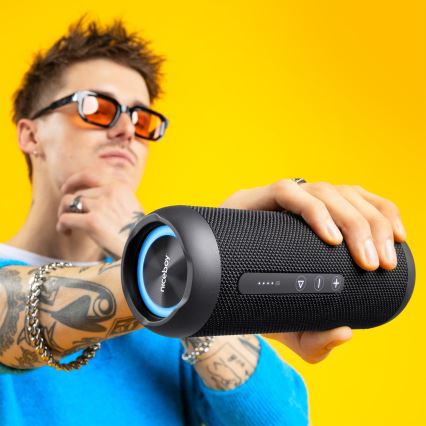 Niceboy Polaris - LED Trådlös högtalare Med en mikrofon 30W/2000 mAh IPX7 svart