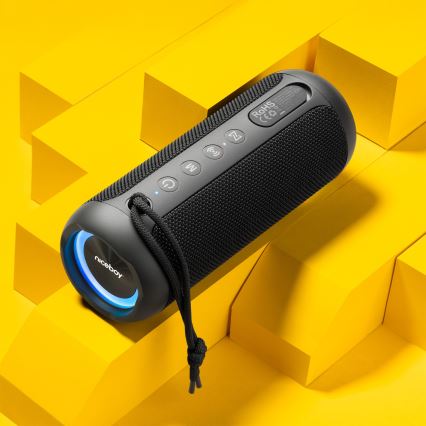 Niceboy Polaris - LED Trådlös högtalare Med en mikrofon 30W/2000 mAh IPX7 svart