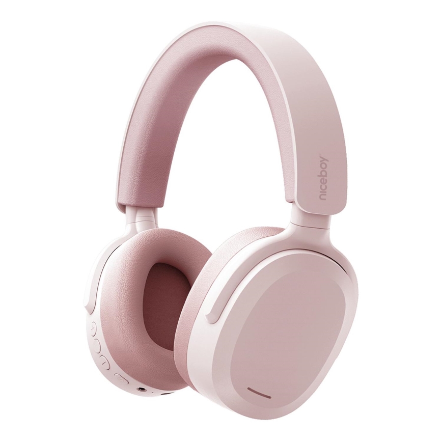 Niceboy Sora - Trådlösa hörlurar med mikrofon, 250 mAh-batteri, IPX4, rosa