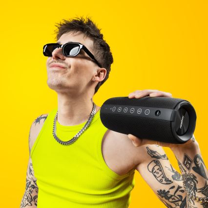 Niceboy Titan 4 - LED Trådlös högtalare Med en mikrofon och powerbank funktion 50W/4000 mAh IPX7 svart