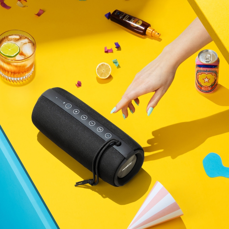 Niceboy Titan 4 - LED Trådlös högtalare Med en mikrofon och powerbank funktion 50W/4000 mAh IPX7 svart
