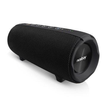 Niceboy Titan 4 - LED Trådlös högtalare Med en mikrofon och powerbank funktion 50W/4000 mAh IPX7 svart