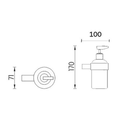 NIMCO BR 11031C-26 - Tvålpump för vägg BORMO 180 mm matt glas/skinande krom