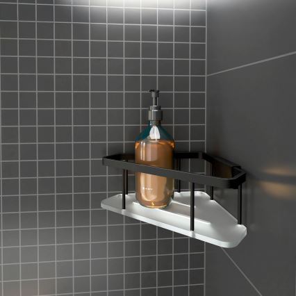 NIMCO Ki-14003-B-90 - Duschhylla för väggmontage KIBO matt svart/vit