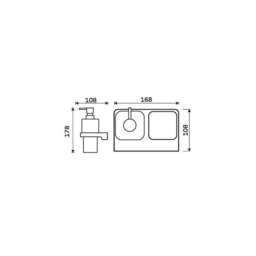 NIMCO MA 2905831H-26 - Tvålpump för vägg och tandborsthållare MAYA 290 mm matt glas/skinande krom