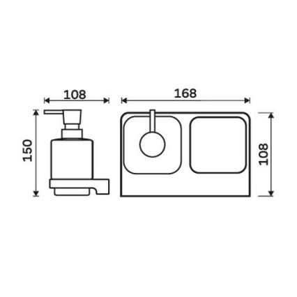 NIMCO MA 2905831K-T-26 - Tvålpump för vägg och tandborsthållare MAYA 320 mm vit/skinande krom