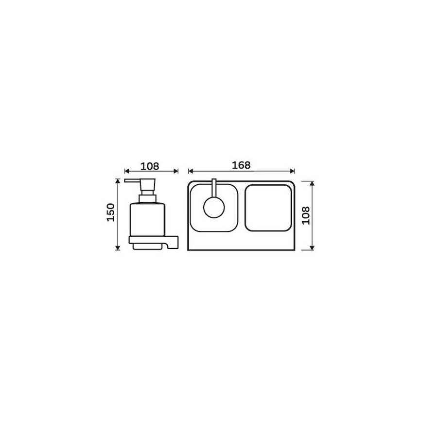 NIMCO MAC 2905831C-T-90 - Tvålpump för vägg och tandborsthållare MAYA 320 mm matt glas/matt svart