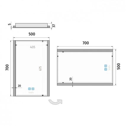 NIMCO ZP 11001VX - LED Dimbar badrumsspegel med bakgrundsbelysning LED/21W/230V 3000-6500K 70x50 cm IP44