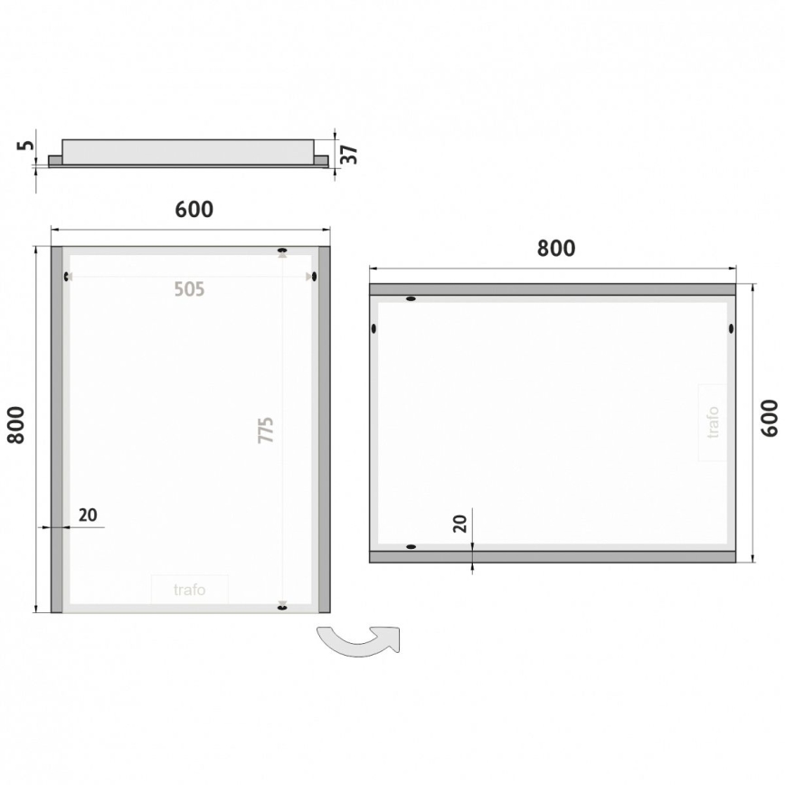 NIMCO ZP 11002 - LED badrumsspegel med bakgrundsbelysning LED/24W/230V 6500K 80x60 cm IP44