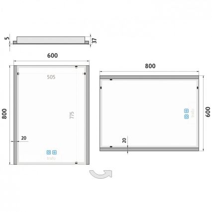 NIMCO ZP 11002VX - LED Dimbar badrumsspegel med bakgrundsbelysning LED/24W/230V 3000-6500K 80x60 cm IP44