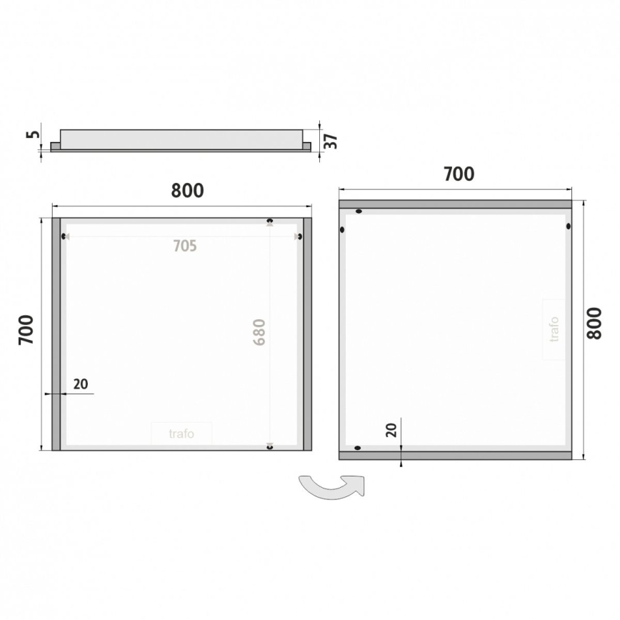 NIMCO ZP 11003 - LED badrumsspegel med bakgrundsbelysning LED/21W/230V 6500K 70x80 cm IP44