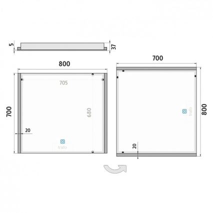 NIMCO ZP 11003V - LED Dimbar badrumsspegel med bakgrundsbelysning LED/21W/230V 3000-6500K 70x80 cm IP44