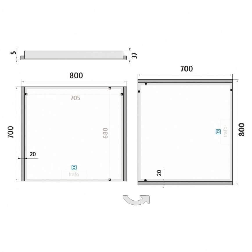 NIMCO ZP 11003V - LED Dimbar badrumsspegel med bakgrundsbelysning LED/21W/230V 3000-6500K 70x80 cm IP44