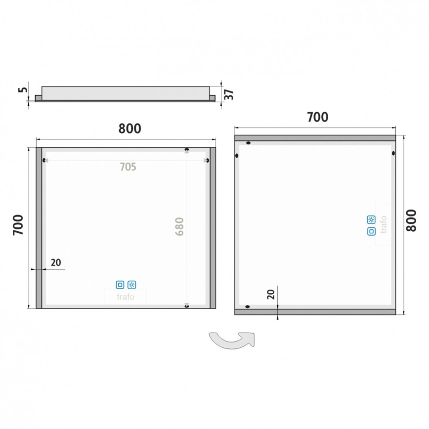 NIMCO ZP 11003VX - LED Dimbar badrumsspegel med bakgrundsbelysning LED/21W/230V 3000-6500K 70x80 cm IP44
