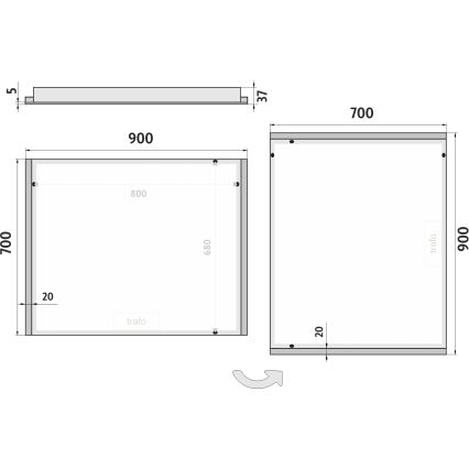 NIMCO ZP 11019 - LED badrumsspegel med bakgrundsbelysning LED/21W/230V 6500K 70x90 cm IP44