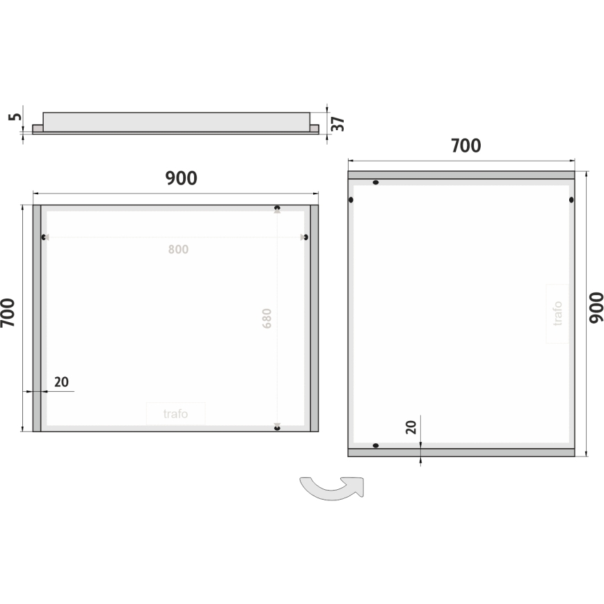 NIMCO ZP 11019 - LED badrumsspegel med bakgrundsbelysning LED/21W/230V 6500K 70x90 cm IP44