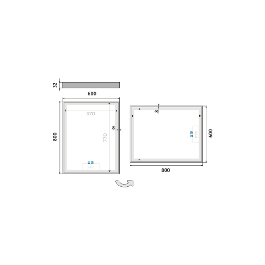 NIMCO ZP 13002VX - LED Dimbar badrumsspegel med bakgrundsbelysning LED/41W/230V 3000-6500K 80x60 cm IP44