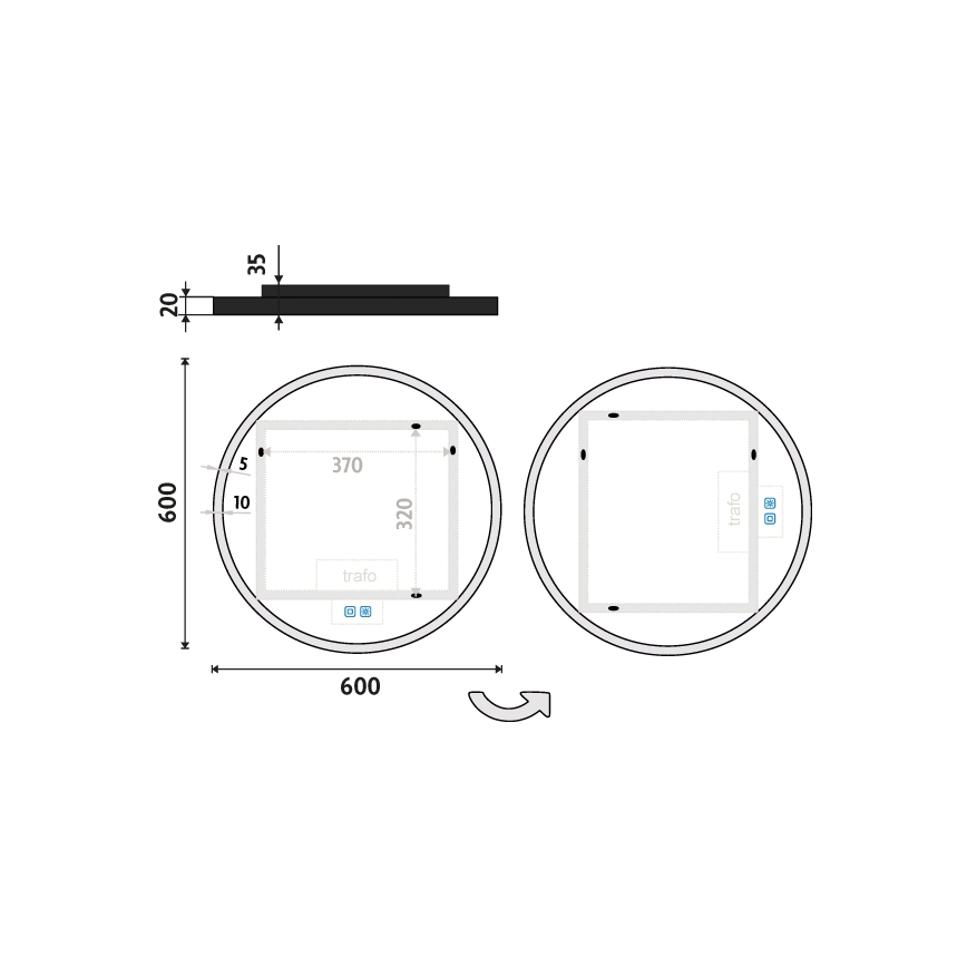 NIMCO ZPC 28000RVX-90 - LED Dimbar badrumsspegel med bakgrundsbelysning LED/26W/230V 3000-6500K diameter 60 cm matt svart IP44