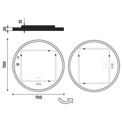 NIMCO ZPC 28001RVX-90 - LED Dimbar badrumsspegel med bakgrundsbelysning LED/33W/230V 3000-6500K diameter 70 cm matt svart IP44