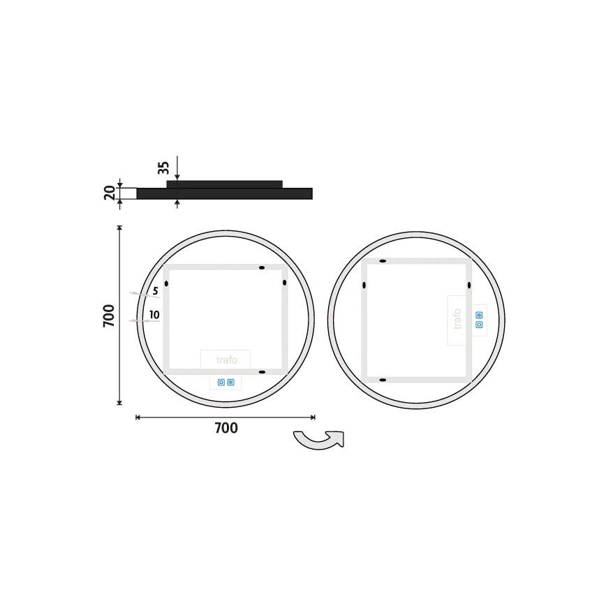 NIMCO ZPC 28001RVX-90 - LED Dimbar badrumsspegel med bakgrundsbelysning LED/33W/230V 3000-6500K diameter 70 cm matt svart IP44