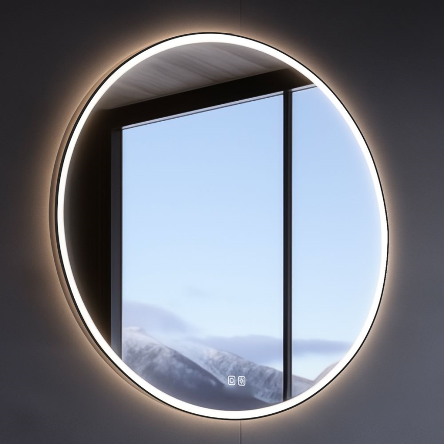 NIMCO ZPC 28001RVX-90 - LED Dimbar badrumsspegel med bakgrundsbelysning LED/33W/230V 3000-6500K diameter 70 cm matt svart IP44