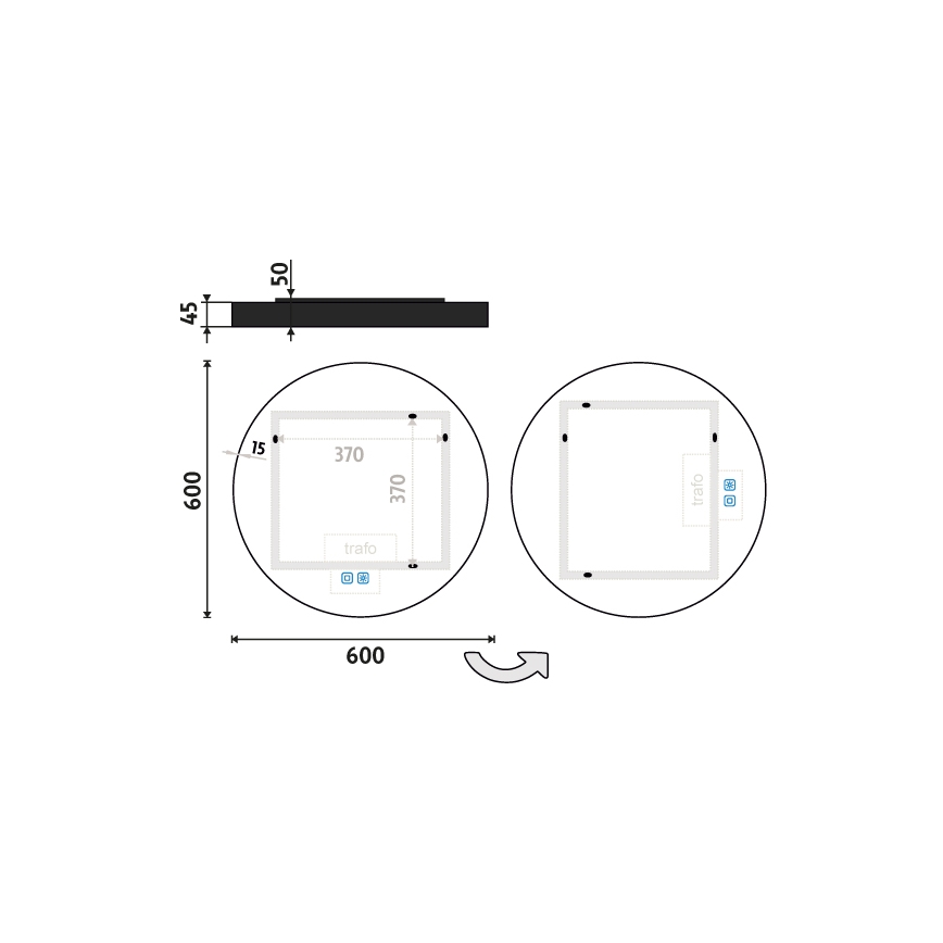 NIMCO ZPC 31000RVX-90 - LED Dimbar badrumsspegel med bakgrundsbelysning LED/20W/230V 3000-6500K diameter 60 cm matt svart IP44